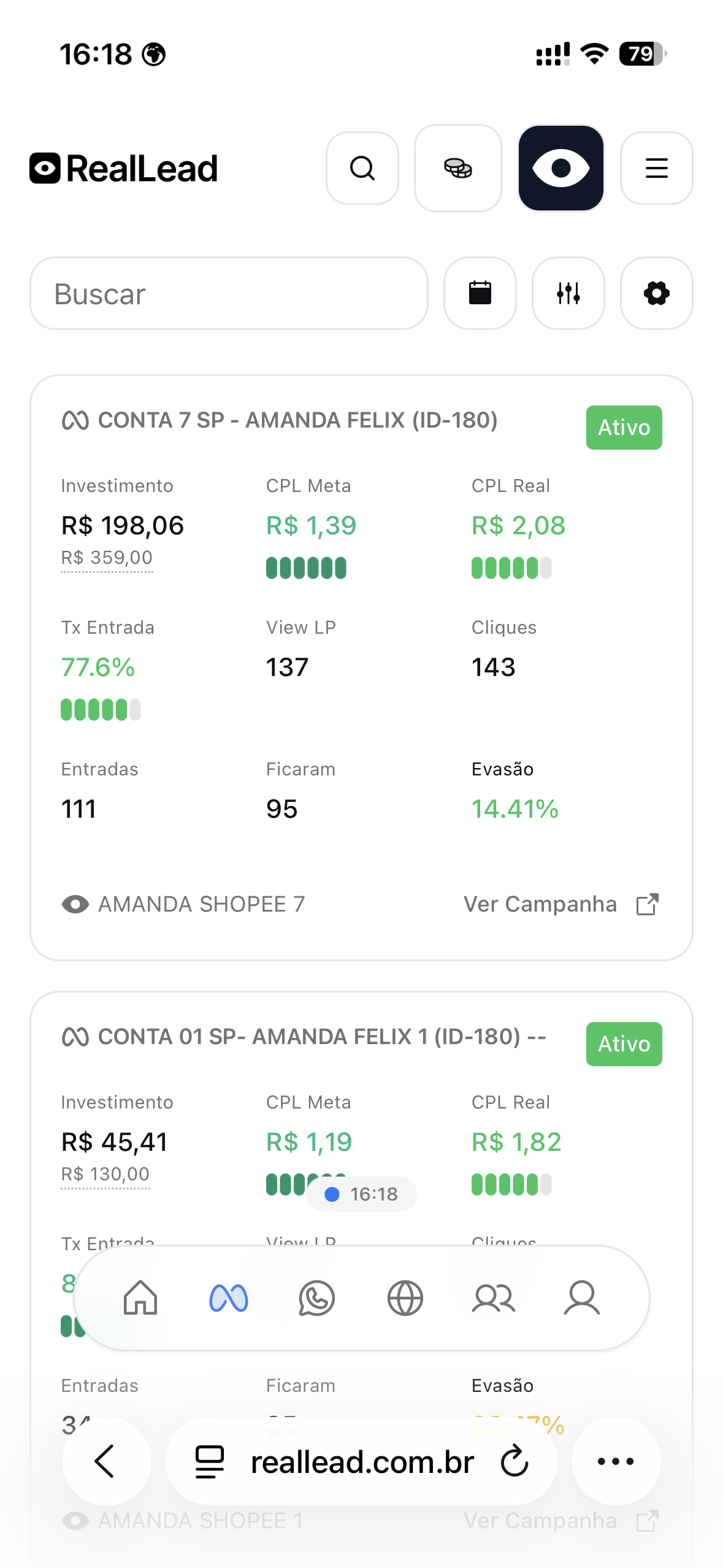 Prévia do app